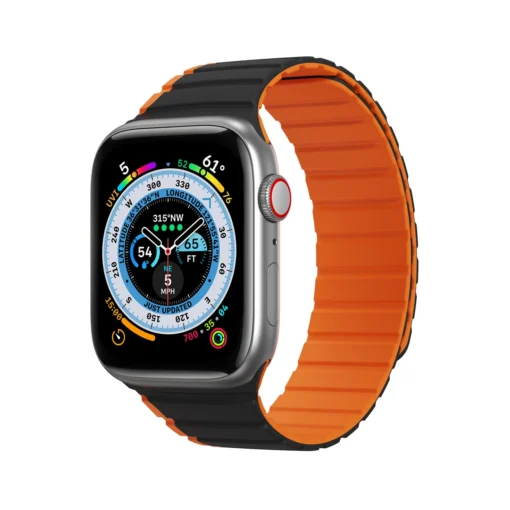 Apple Watch rihm 424445mm silikoonist magnetkinnitusega must ja oran